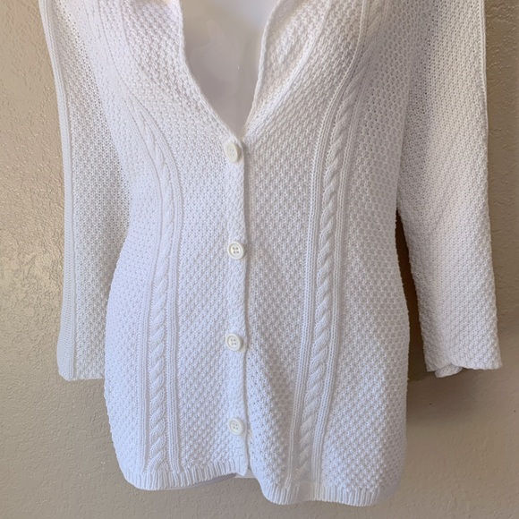 Heather B White CottageCore Coquette Button Down 3/4 Sleeve Cardigan Size M - Picture 4 of 6